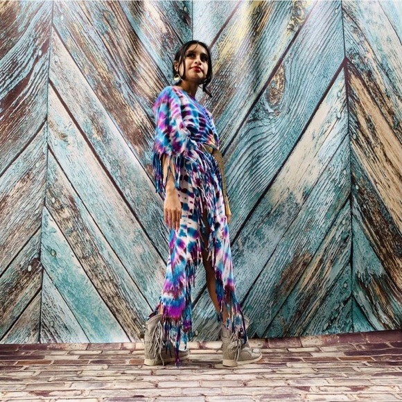 Boho Tie Dye Maxi LOA Tunic Top Dress Kaftan - Picture 10 of 12